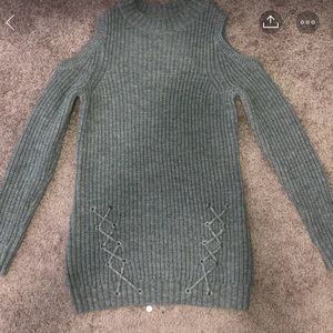 Gray cold shoulder sweater